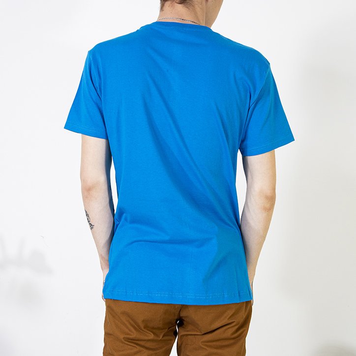Men's blue cotton t-shirt with the inscription - Clothing