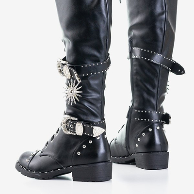 Black lace-up boots made of eco leather Stefania - Footwear
