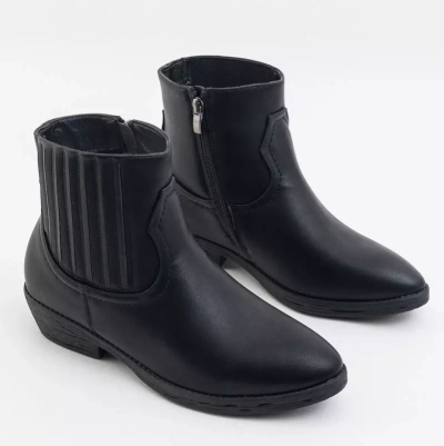 OUTLET Black eco leather boots a'la cowboy boots Krif- Footwear