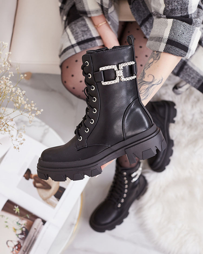 Royalfashion Women's lace-up boots in black Cefitity