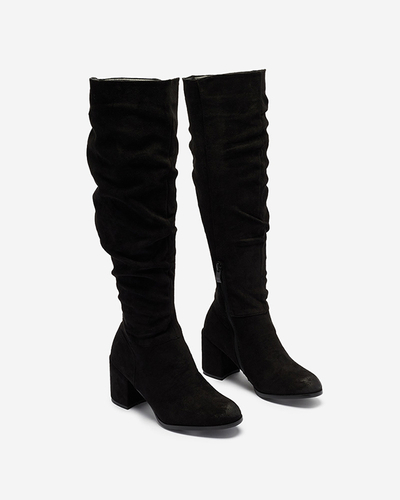 Women's black boots on the post in black Beroll- Footwear