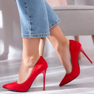 Czerwone czółenka na wysokiej szpilce Afrodyta - Obuwie