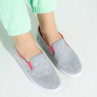 Gray women's quilted slip on with fuchsia inserts Weridia - Footwear