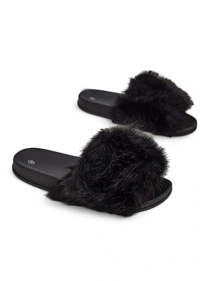 Women's maroon slippers with fur Nonna- Shoes