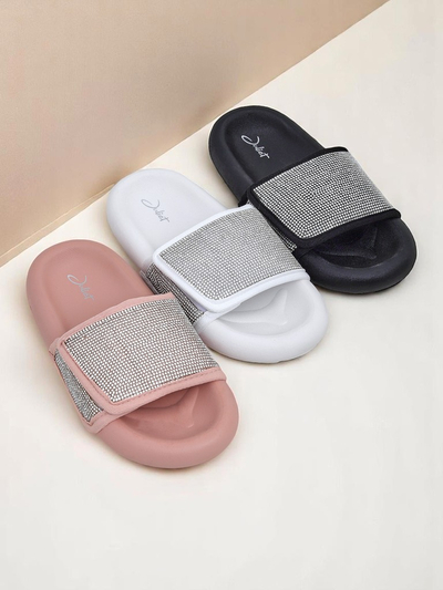 Royalfashion Women's Flat Sole Flip Flops Sparkle Step