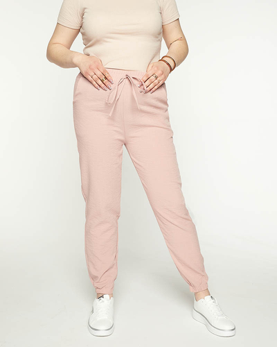Women's pink fabric joggers PLUS SIZE - Clothing
