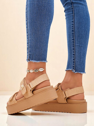 Royalfashion Beige Lavinia women's platform sandals – comfortable summer