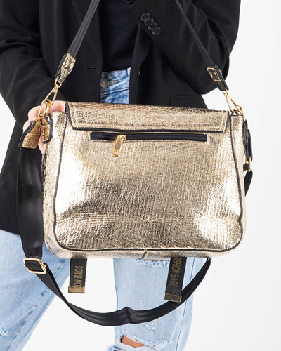 Gold ladies handbag made of shiny eco-leather - Accessories