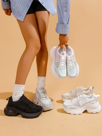 Royalfashion Women's Sports Sneakers with Rhinestones Bloss