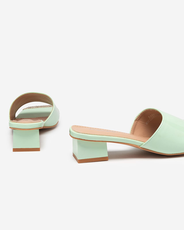 Green lacquered slippers with low heels Keripse - Footwear