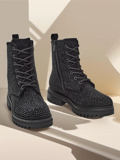 Женские ботинки Royalfashion с завязками и стразами Russos