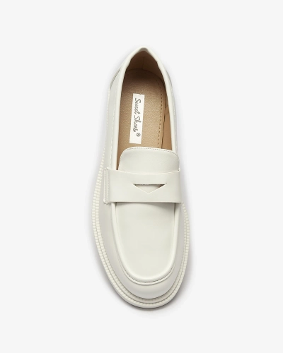 White women's moccasins made of eco leather Zibom- Footwear
