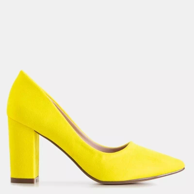OUTLET Neon yellow women's pumps with a higher heel Madelina - Shoes