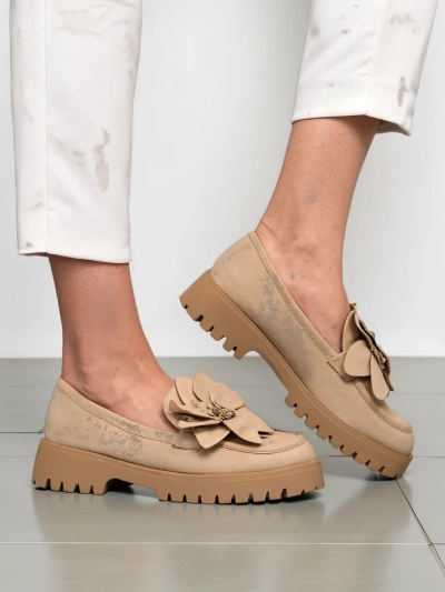 Royalfashion ekosuede sieviešu mokasīni ar Floverse ziedu