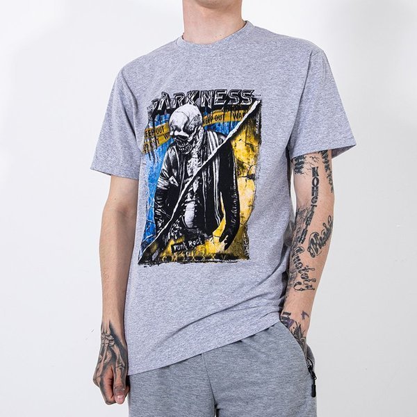 Gray cotton men's t-shirt with print - Clothing