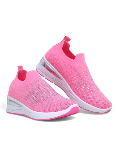 Royalfashion Slip-on women's wedge sneakers with rhinestones Qelavise
