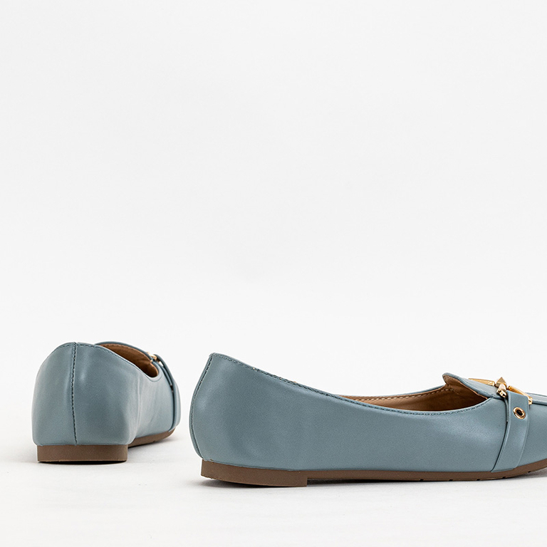 Blue women's ballerinas with an ornament on the toe Bonera - Shoes