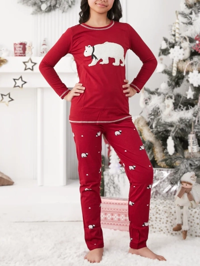 Royalfashion Christmas cotton children's pajamas with a polar bear