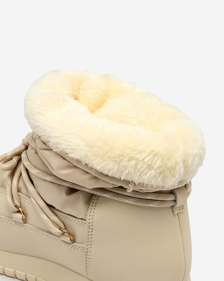 Royalfashion Women's slip-on snow boots in beige color Iredas