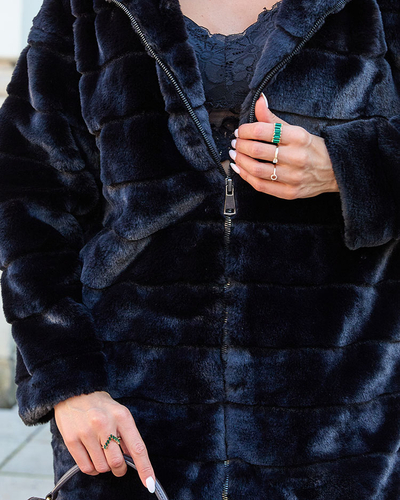 Royalfashion Черное меховое женское пальто