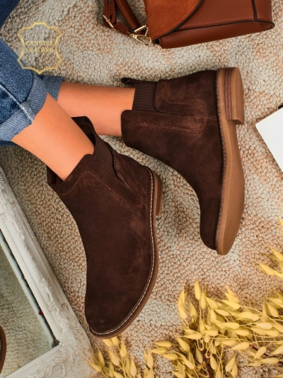 Cuoio Elegante: Brown Suede Ankle Boots for Stylish Women