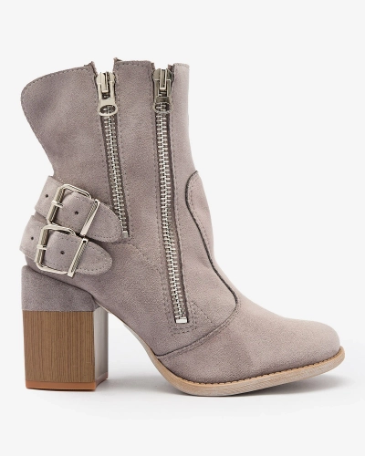 Royalfashion Women's gray boots with Feirrgo decoration