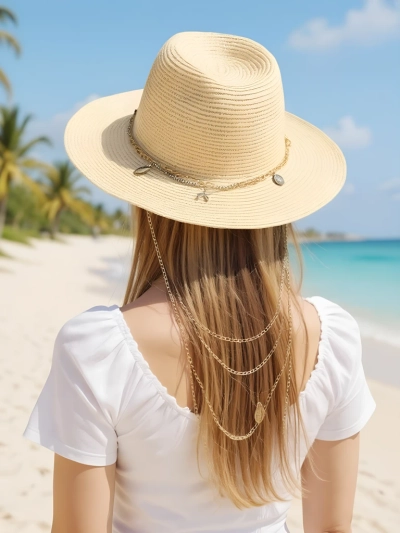 Royalfashion Women's straw hat Golden Halo