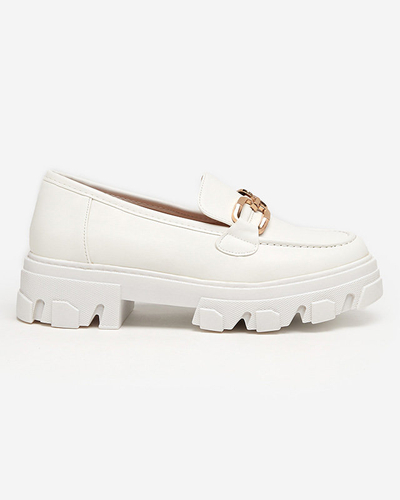 OUTLET Women's white shoes with a golden decoration Meritso - Footwear
