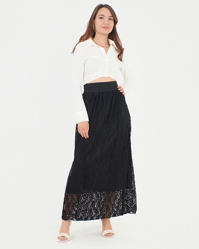 Ladies' black lace midi skirt - Clothing