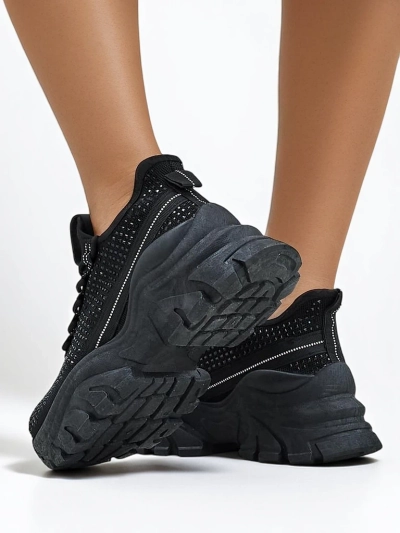 Royalfashion Women's Sport Sneakers with Rhinestones Blysco