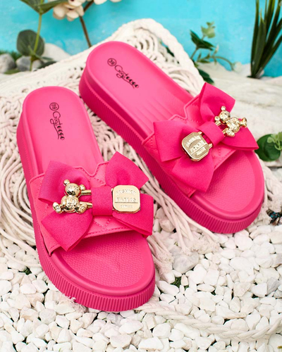 Royalfashion Women's quilted flip-flops with decorative bow Nelmi