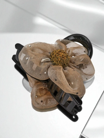 Royalfashion Hair Clip with Tulle Flower and Glitter Center