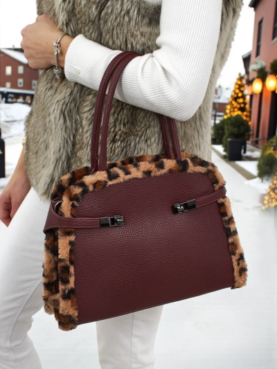 Small Women's Eco-Leather Handbag with Leopard Print Panthory