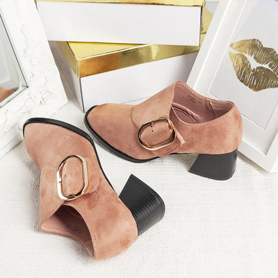 Różowe półbuty na słupku Vermont - Obuwie