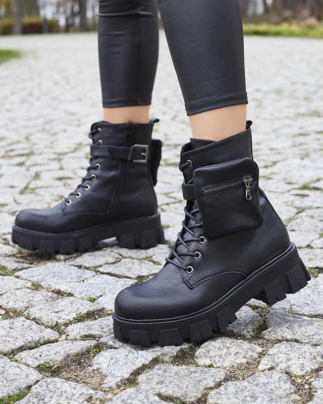 OUTLET Black women's bagger boots with pouch Feffle- Footwear