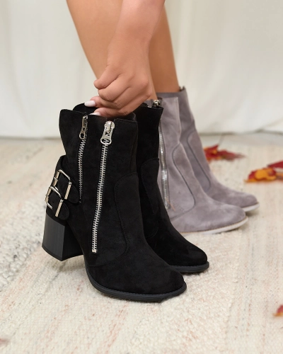 Royalfashion Women's black boots with Feirrgo decoration