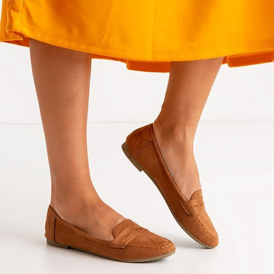 Brown women's loafers Selbis - Footwear