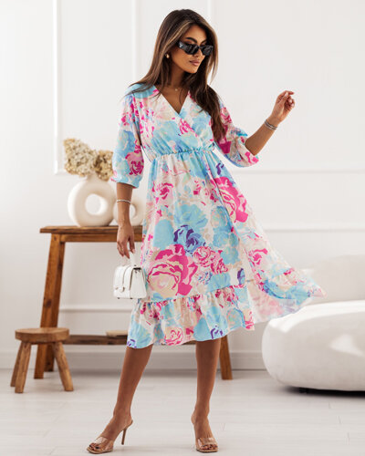 Royalfashion Sieviešu midi kleita ar oriģinālu rakstu