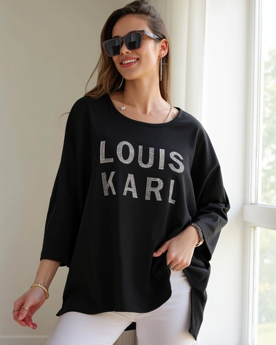 Блузка женская из вискозы Royalfashion с надписями из страз