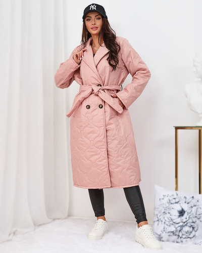 Royalfashion Women's quilted coat with binding in light pink color