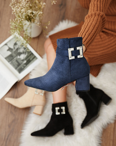 Royalfashion Navy blue women's low stiletto boots Masemart