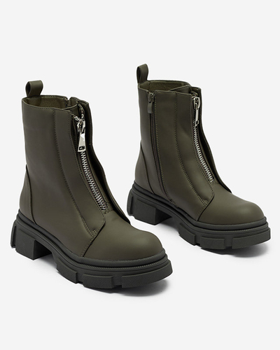 Women's insulated dark green high boots Slovys- Footwear