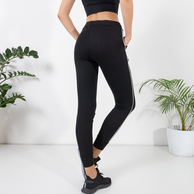 Ladies' black striped treggings - Clothing