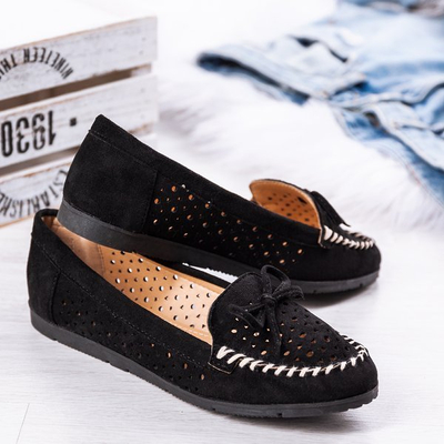 Black loafers with an openwork Wikiss upper - Footwear 1