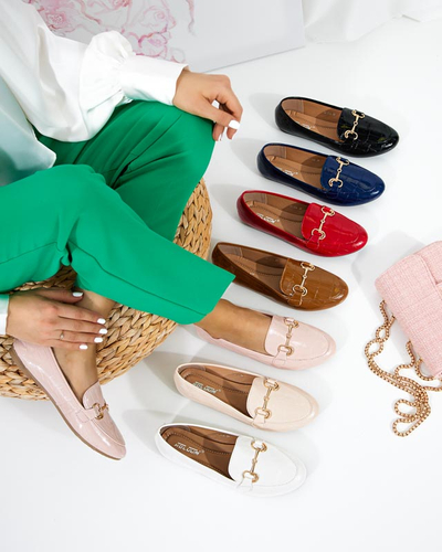 Red women's patent leather moccasins with embossing Cerilla - Footwear