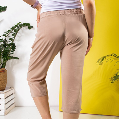 Beige women's 3/4 PLUS SIZE shorts - Clothing