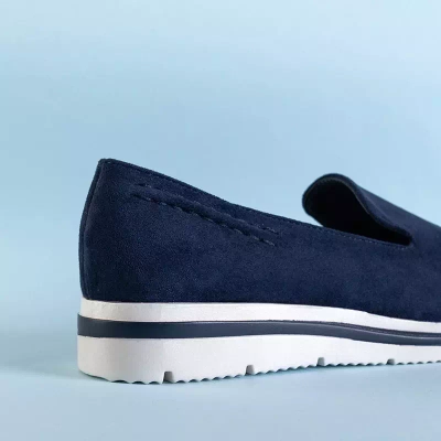 OUTLET Women's navy blue loafers on a low wedge Dardariel - Shoes