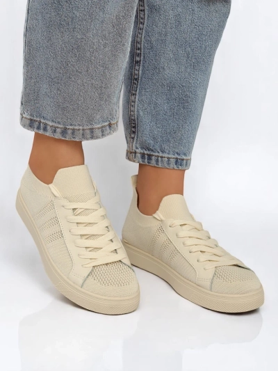 Beige Damiani sneakers - light fabric/eco-leather sneakers for summer