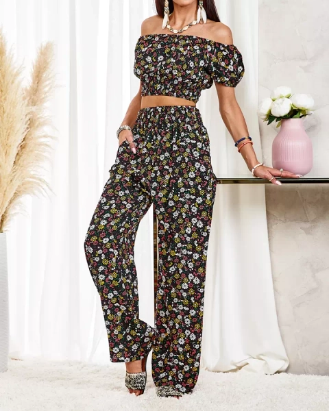 Royalfashion Black two-piece women's floral set