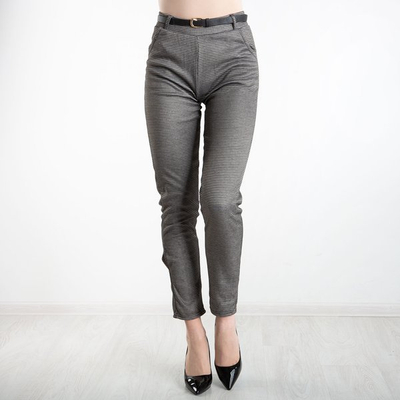 Spodnie w brązową pepitkę PLUS SIZE - Spodnie